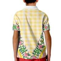 Hawaii Pikake Lokelani Plumeria Lei Kid Polo Shirt Yellow Palaka Motifs