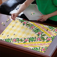 Hawaii Pikake Lokelani Plumeria Lei Puzzle Yellow Palaka Motifs