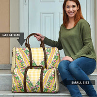Hawaii Pikake Lokelani Plumeria Lei Travel Bag Yellow Palaka Motifs