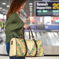 Hawaii Pikake Lokelani Plumeria Lei Travel Bag Yellow Palaka Motifs