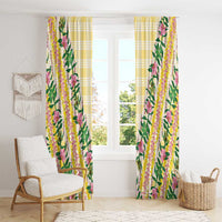 Hawaii Pikake Lokelani Plumeria Lei Window Curtain Yellow Palaka Motifs