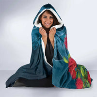 New Zealand Matariki Piwakawaka Hooded Blanket Maori Koru With Pohutukawa Flowers LT05 - Polynesian Pride