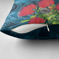 New Zealand Matariki Piwakawaka Pillow Cover Maori Koru With Pohutukawa Flowers