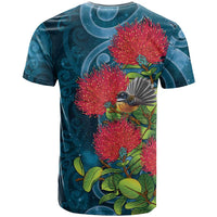 New Zealand Matariki Piwakawaka T Shirt Maori Koru With Pohutukawa Flowers LT05 - Polynesian Pride