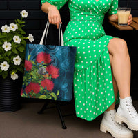 New Zealand Matariki Piwakawaka Tote Bag Maori Koru With Pohutukawa Flowers LT05 - Polynesian Pride