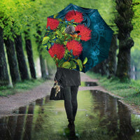 New Zealand Matariki Piwakawaka Umbrella Maori Koru With Pohutukawa Flowers