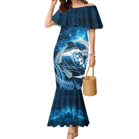 New Zealand Matariki Mermaid Dress Pigeon Kereru Maori Fern Art LT05 Women Blue - Polynesian Pride