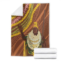 Hawaii King Kamehameha Blanket Hawaiian Kakau Pattern With Leis