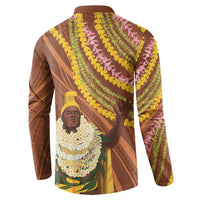 Hawaii King Kamehameha Button Sweatshirt Hawaiian Kakau Pattern With Leis