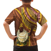 Hawaii King Kamehameha Hawaiian Shirt Hawaiian Kakau Pattern With Leis