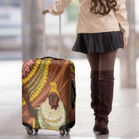 Hawaii King Kamehameha Luggage Cover Hawaiian Kakau Pattern With Leis