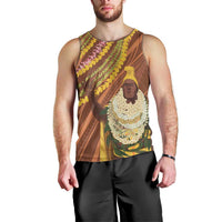Hawaii King Kamehameha Men Tank Top Hawaiian Kakau Pattern With Leis