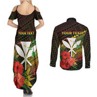 Personalized Hawaii Born and Raised Couples Matching Summer Maxi Dress and Long Sleeve Button Shirt Kanaka Maoli Flag Day LT05 - Polynesian Pride