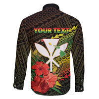 Personalized Hawaii Born and Raised Family Matching Long Sleeve Bodycon Dress and Hawaiian Shirt Kanaka Maoli Flag Day