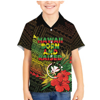 Personalized Hawaii Born and Raised Family Matching Mermaid Dress and Hawaiian Shirt Kanaka Maoli Flag Day