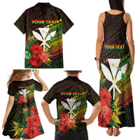 Personalized Hawaii Born and Raised Family Matching Tank Maxi Dress and Hawaiian Shirt Kanaka Maoli Flag Day