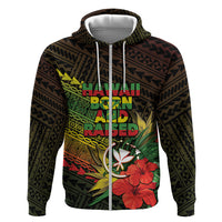 Personalized Hawaii Born and Raised Zip Hoodie Kanaka Maoli Flag Day