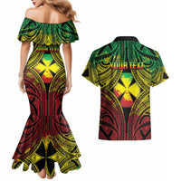 Personalised Wallis and Futuna Territory Day Couples Matching Mermaid Dress and Hawaiian Shirt Polynesian Pattern Simple Style