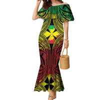 Personalised Wallis and Futuna Territory Day Family Matching Mermaid Dress and Hawaiian Shirt Polynesian Pattern Simple Style