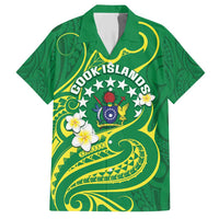 Cook Islands Happy Constitution Day Family Matching Short Sleeve Bodycon Dress and Hawaiian Shirt Pattern Tribal Art