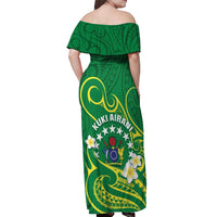 Cook Islands Happy Constitution Day Off Shoulder Maxi Dress Pattern Tribal Art