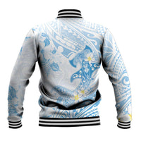 Polynesia Hammerhead Shark Baseball Jacket Tropical Flowers Tribal Pattern Blue LT05 - Polynesian Pride
