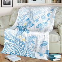 Polynesia Hammerhead Shark Blanket Tropical Flowers Tribal Pattern Blue