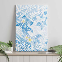 Polynesia Hammerhead Shark Canvas Wall Art Tropical Flowers Tribal Pattern Blue