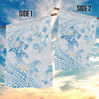 Polynesia Hammerhead Shark Garden Flag Tropical Flowers Tribal Pattern Blue