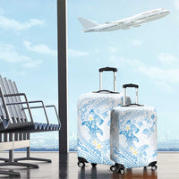 Polynesia Hammerhead Shark Luggage Cover Tropical Flowers Tribal Pattern Blue LT05 - Polynesian Pride
