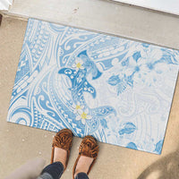 Polynesia Hammerhead Shark Rubber Doormat Tropical Flowers Tribal Pattern Blue LT05 - Polynesian Pride