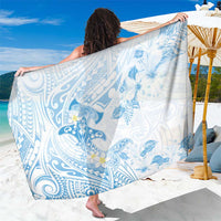 Polynesia Hammerhead Shark Sarong Tropical Flowers Tribal Pattern Blue
