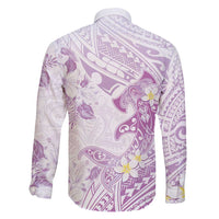 Polynesia Hammerhead Shark Family Matching Long Sleeve Bodycon Dress and Hawaiian Shirt Tropical Flowers Tribal Pattern Lavender