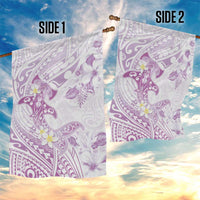 Polynesia Hammerhead Shark Garden Flag Tropical Flowers Tribal Pattern Lavender