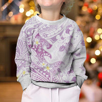 Polynesia Hammerhead Shark Kid Ugly Christmas Sweater Tropical Flowers Tribal Pattern Lavender