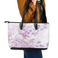 Polynesia Hammerhead Shark Leather Tote Bag Tropical Flowers Tribal Pattern Lavender LT05 - Polynesian Pride