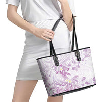 Polynesia Hammerhead Shark Leather Tote Bag Tropical Flowers Tribal Pattern Lavender LT05 - Polynesian Pride