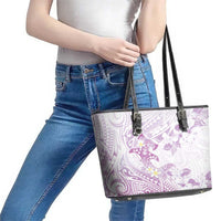 Polynesia Hammerhead Shark Leather Tote Bag Tropical Flowers Tribal Pattern Lavender LT05 - Polynesian Pride