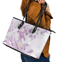 Polynesia Hammerhead Shark Leather Tote Bag Tropical Flowers Tribal Pattern Lavender LT05 - Polynesian Pride