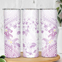 Polynesia Hammerhead Shark Skinny Tumbler Tropical Flowers Tribal Pattern Lavender