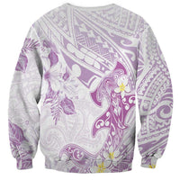 Polynesia Hammerhead Shark Sweatshirt Tropical Flowers Tribal Pattern Lavender LT05 - Polynesian Pride