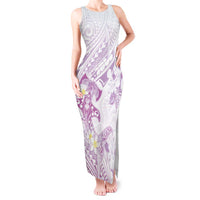 Polynesia Hammerhead Shark Tank Maxi Dress Tropical Flowers Tribal Pattern Lavender