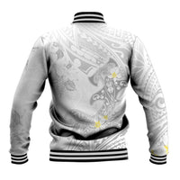 Polynesia Hammerhead Shark Baseball Jacket Tropical Flowers Tribal Pattern White LT05 - Polynesian Pride