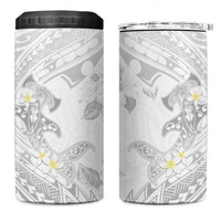 Polynesia Hammerhead Shark 4 in 1 Can Cooler Tumbler Tropical Flowers Tribal Pattern White