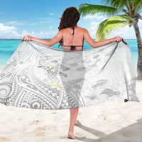 Polynesia Hammerhead Shark Sarong Tropical Flowers Tribal Pattern White