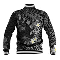Polynesia Hammerhead Shark Baseball Jacket Tropical Flowers Tribal Pattern Black LT05 - Polynesian Pride