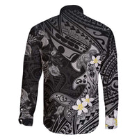 Polynesia Hammerhead Shark Family Matching Puletasi and Hawaiian Shirt Tropical Flowers Tribal Pattern Black LT05 - Polynesian Pride