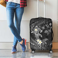 Polynesia Hammerhead Shark Luggage Cover Tropical Flowers Tribal Pattern Black LT05 - Polynesian Pride