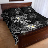 Polynesia Hammerhead Shark Quilt Bed Set Tropical Flowers Tribal Pattern Black LT05 - Polynesian Pride