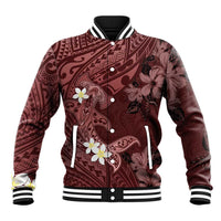 Polynesia Hammerhead Shark Baseball Jacket Tropical Flowers Tribal Pattern Oxblood LT05 Unisex Oxblood - Polynesian Pride